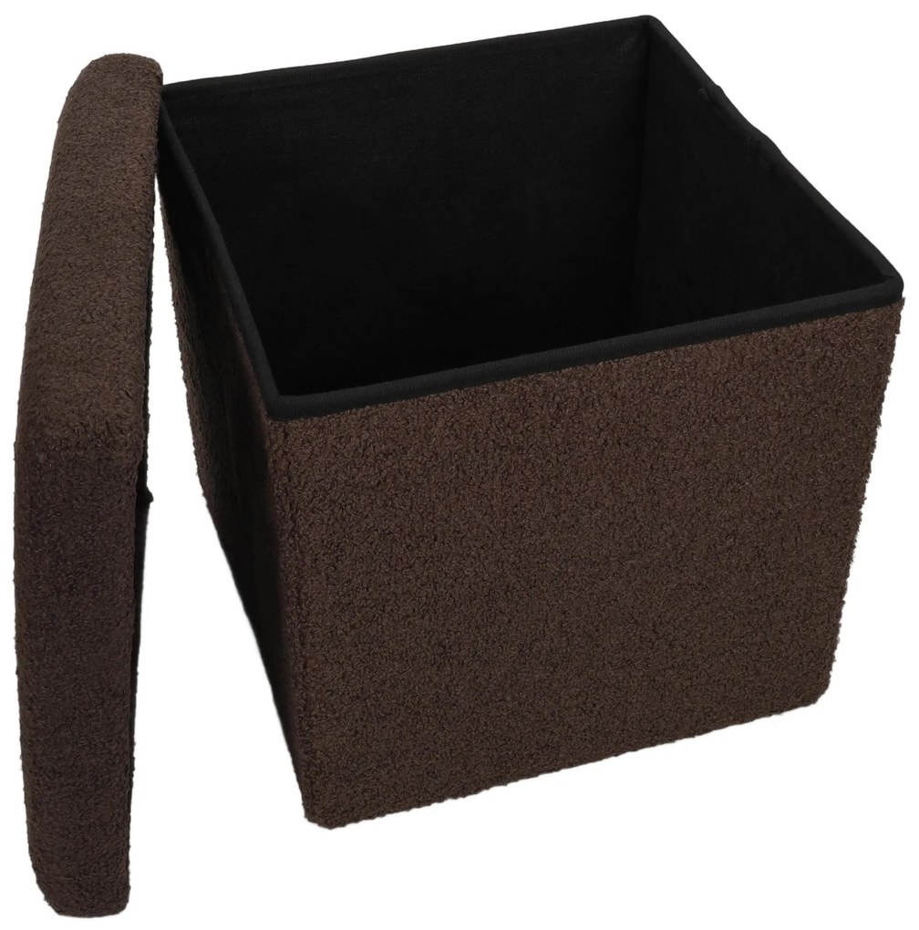 Pufa ze schowkiem boucle BINI, 38 x 38 x 38 cm