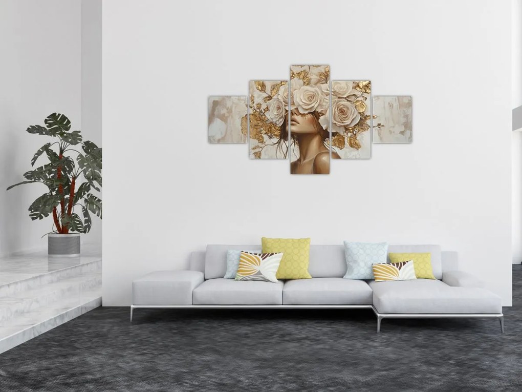 Obraz - Dziewczyna z różami (125x70 cm)