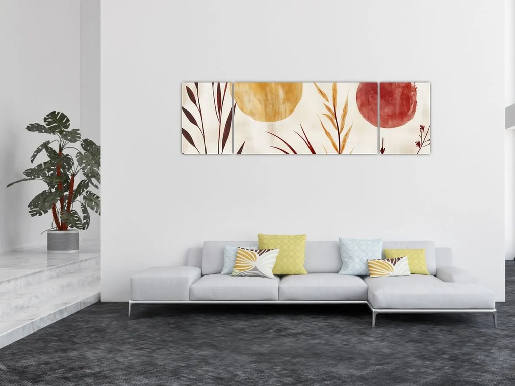 Obraz - Rośliny i okręgi (170x50 cm)