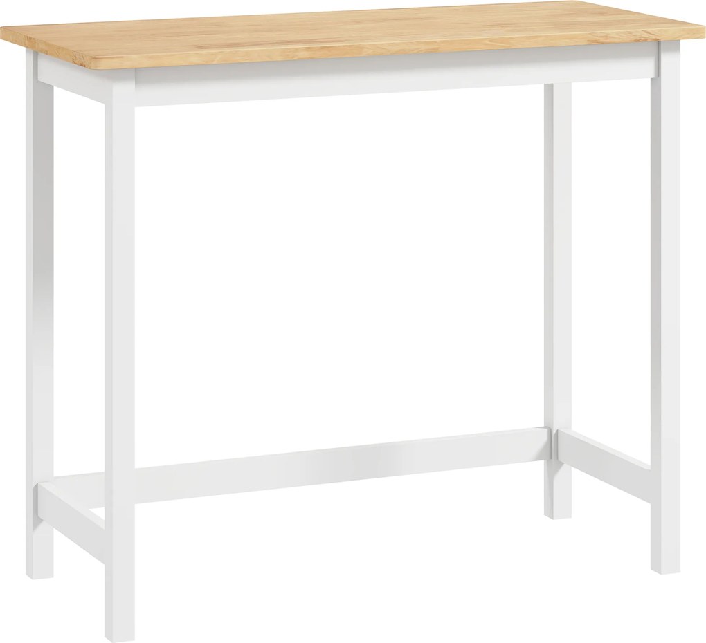 HOMCOM Stół Barowy, Dębowy, kompaktowy, dla 2 osób, Drewno Naturalne + Białe