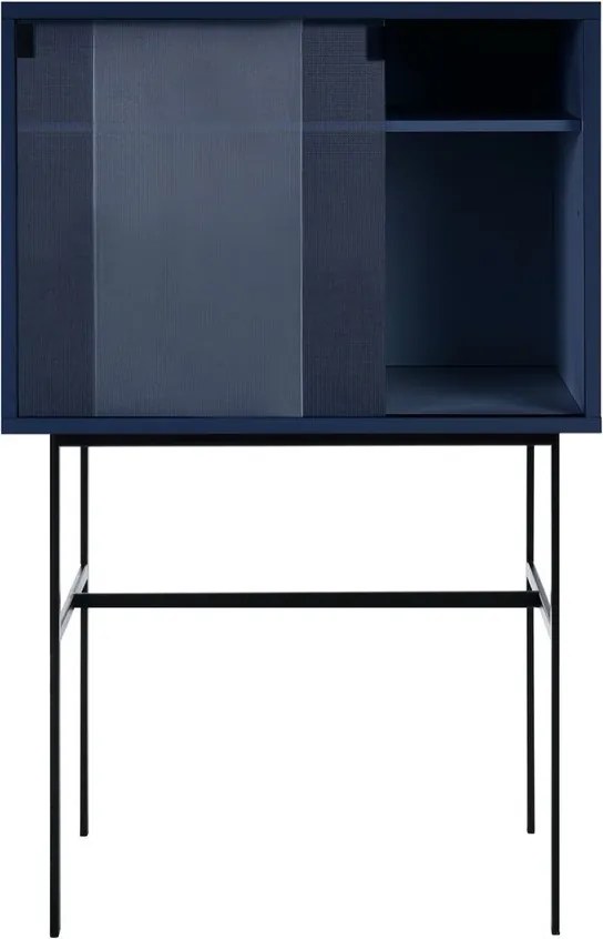 Ciemnoniebieska witryna z drzwiami przesuwnymi 70x109x40 cm Lekko – noo.ma