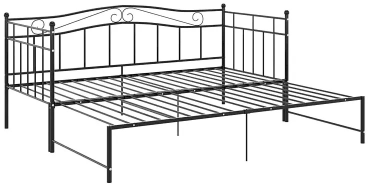 Czarne metalowe łóżko rozkładane 90x200 cm - Delkis
