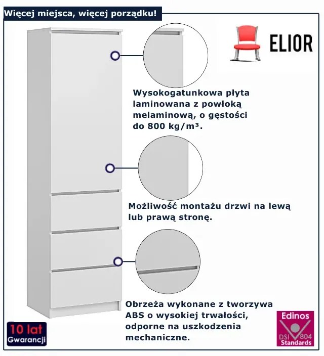 Regał biały słupek z szufladami G0-G05