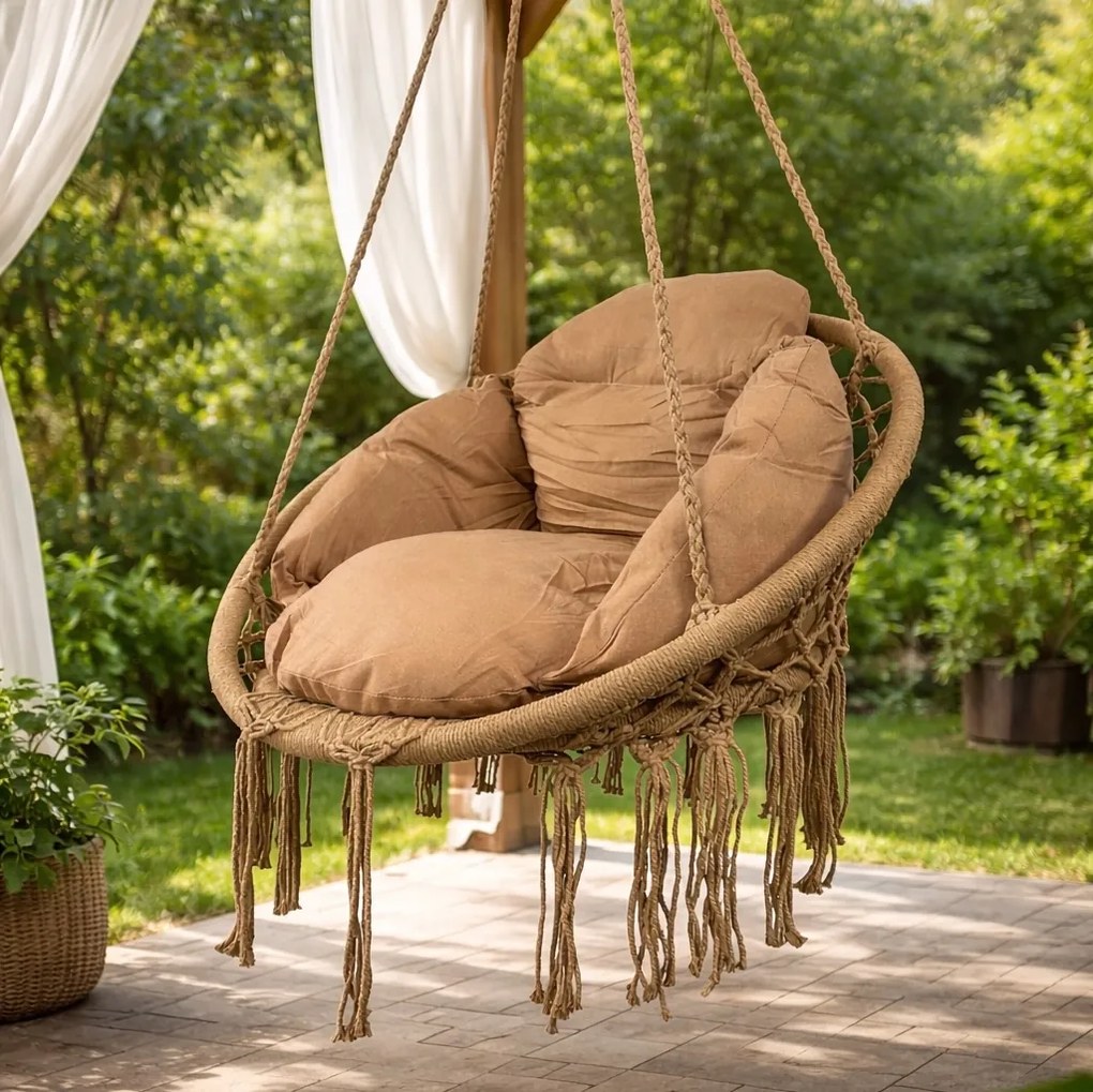 Fotel wiszący Nestio MAS-RHC-003, bocianie gniazdo do domu i ogrodu, kolor brązowy