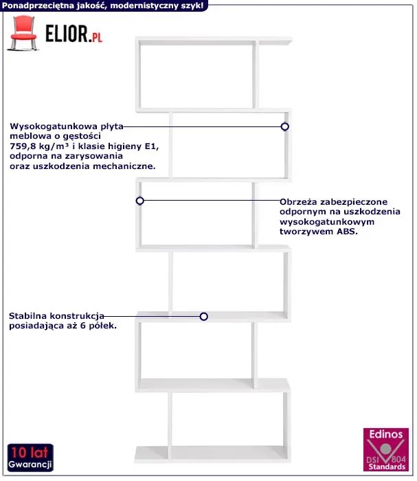 Biały nowoczesny regał stojący H2-F71