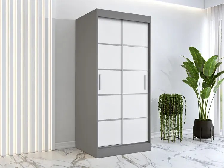 Szafa przesuwna w kolorze antracyt + biały D6-P01