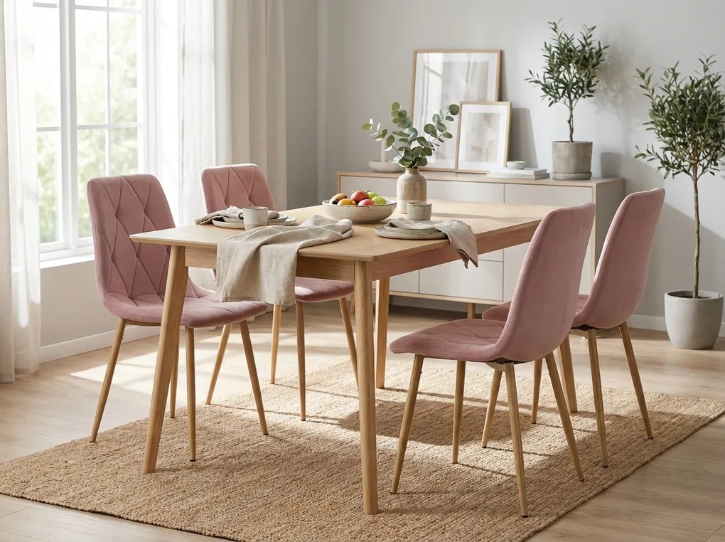 Różowe aksamitne krzesło LIBRA CLOUD ROSE