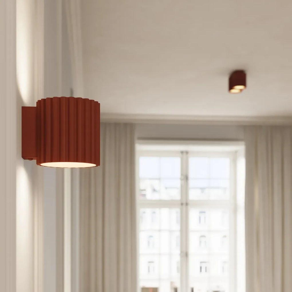 Plafon dwupunktowy AURA 2 ochra czerwona GU10 ryflowany SOLLUX LIGHTING