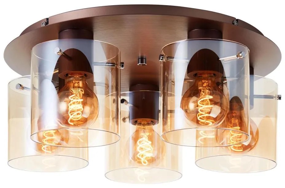Brilliant - Lampa sufitowa PETJE 5xE27/40W/230V Ø 52 cm brązowy/przydymiony