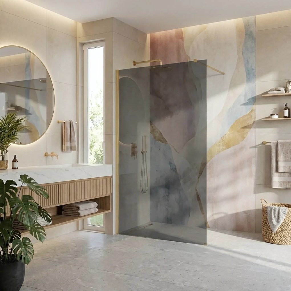 Kabina prysznicowa Walk-In Rea Flexi Grey / Brush Gold 130