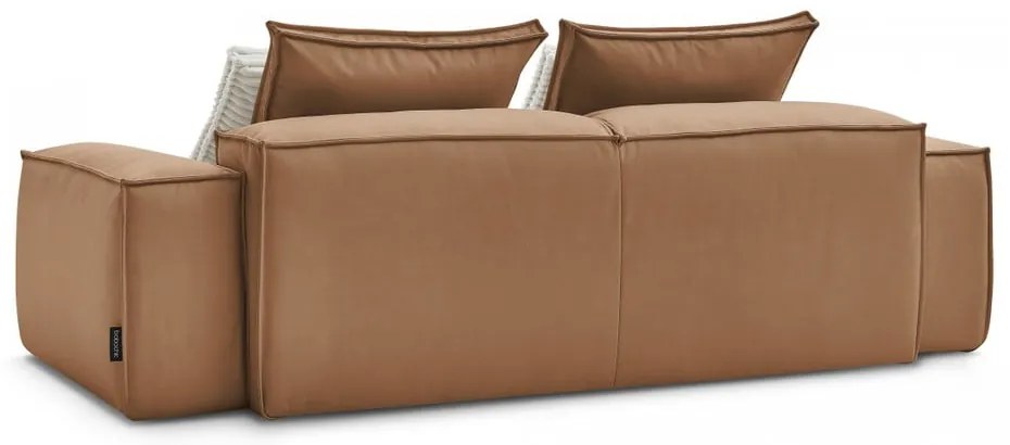 Brązowa sofa z imitacji skóry 260 cm Boheme – Bobochic Paris