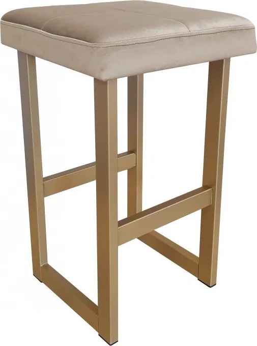 Hoker ALEX krzesło barowe tkanina Welur podstawa metalowa : Kolor Stelaża - Złoty, Kolor tkaniny - VELVET - MG09, Wysokość - 60 cm