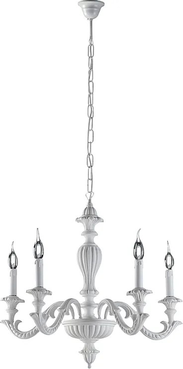 Leonardo Shabby Biały Drewniany Żyrandol 5 Świateł 117 Ø53 BL180-5-BCO