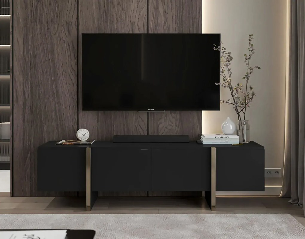 Szafka RTV GRANT 180cm czarny mat MEBLE LINDNER