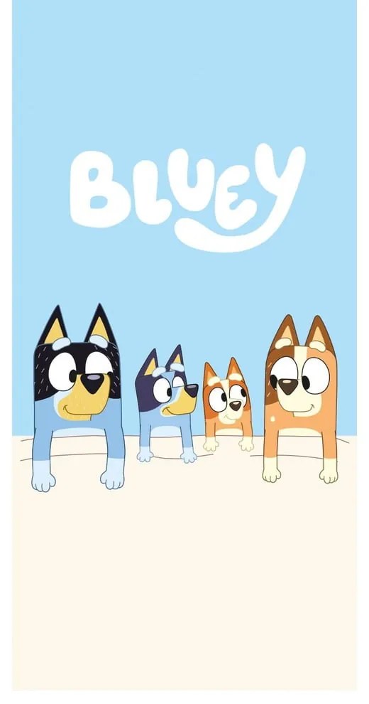 Niebieski/beżowy bawełniany ręcznik dziecięcy 70x140 cm Bluey – Jerry Fabrics