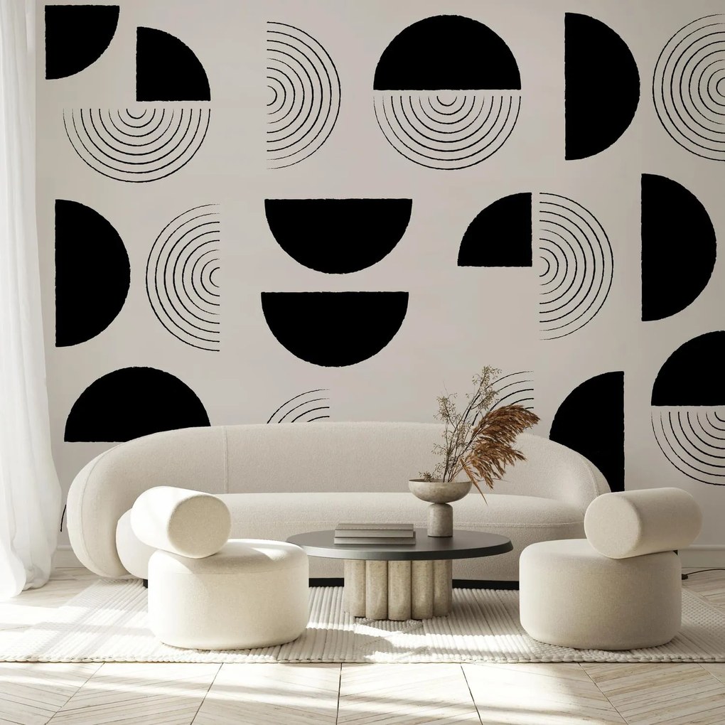Fototapeta – Abstrakcyjne czarno-białe koła (196x136 cm)
