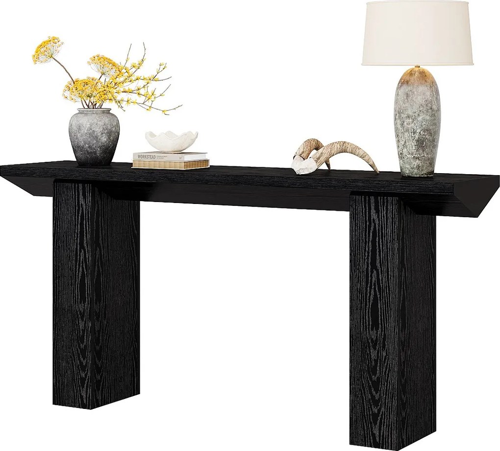 Konsola do przedpokoju, 160 cm, czarna, wąska, długa, stolik kawowy