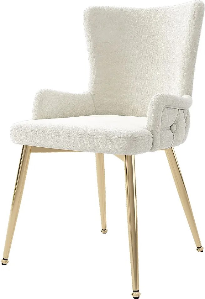 Zestaw 6 welurowych krzeseł z metalowymi nogami – beżowy