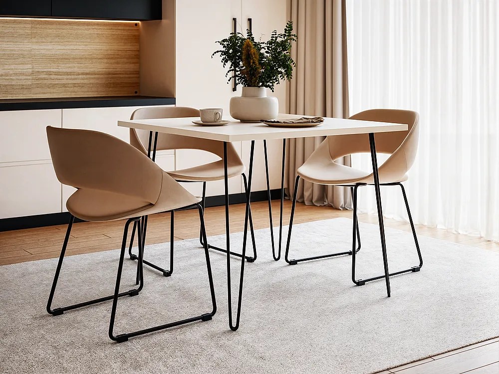 Stół  HAIRPIN 90 x 90 cm do kuchni, salonu, jadalni Biały