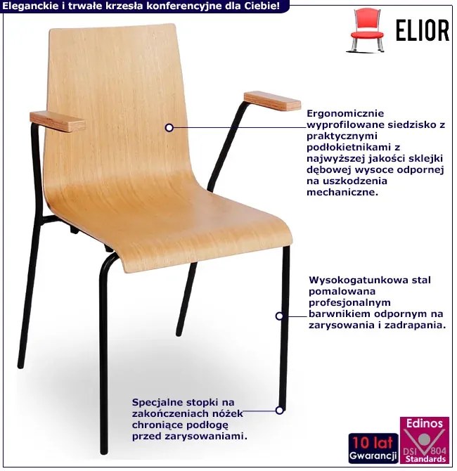 Drewniane krzesło konferencyjne naturalny + czarny L1-P26
