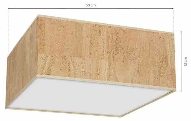 Lampa sufitowa, kwadratowa, korek, biała CORK White/Cork 3xE27