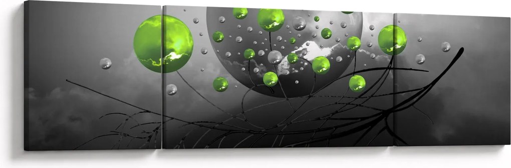 Obraz zielonych abstrakcyjnych kul (170x50 cm)