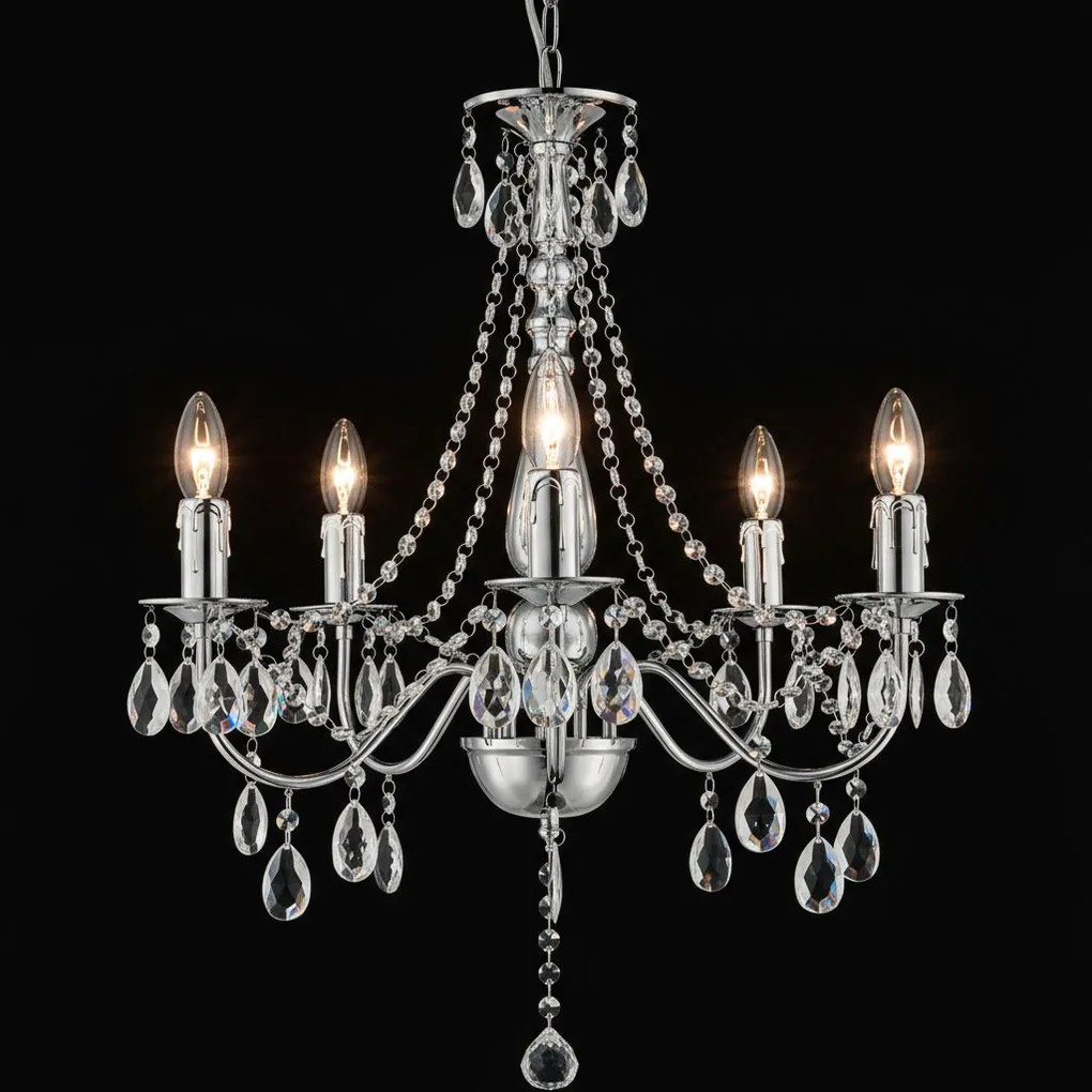 LAMPA SUFITOWA WISZĄCA EBT014-5CP CHROM