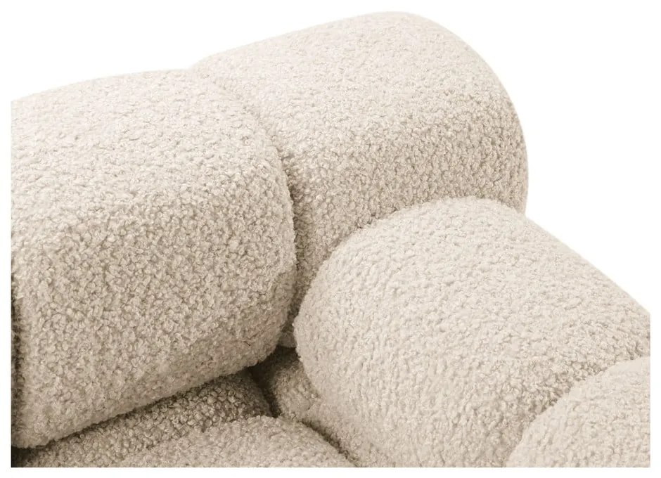 Beżowy moduł sofy z materiału bouclé (prawostronny) Bellis – Micadoni Home