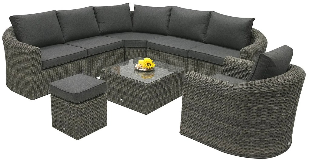 Rattanowy zestaw modułowy BORNEO LUXURY dla 7 osób (szary)