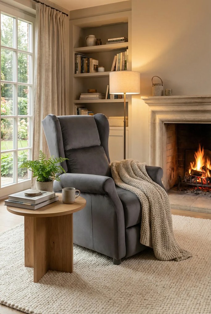 Popielaty rozkładany fotel uszak P0-F18