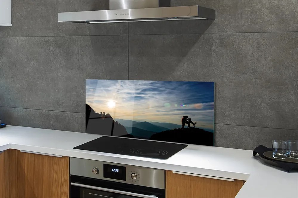 Panel Kuchenny Szklany Człowiek i Pies w Górach