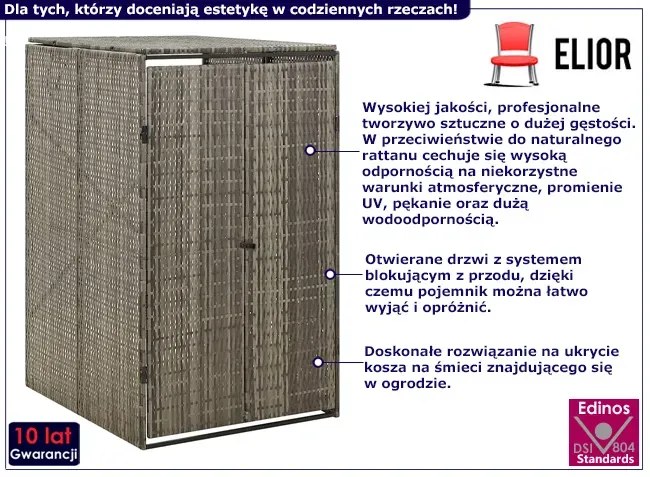 Szara osłona na kosz na śmieci S2-N41
