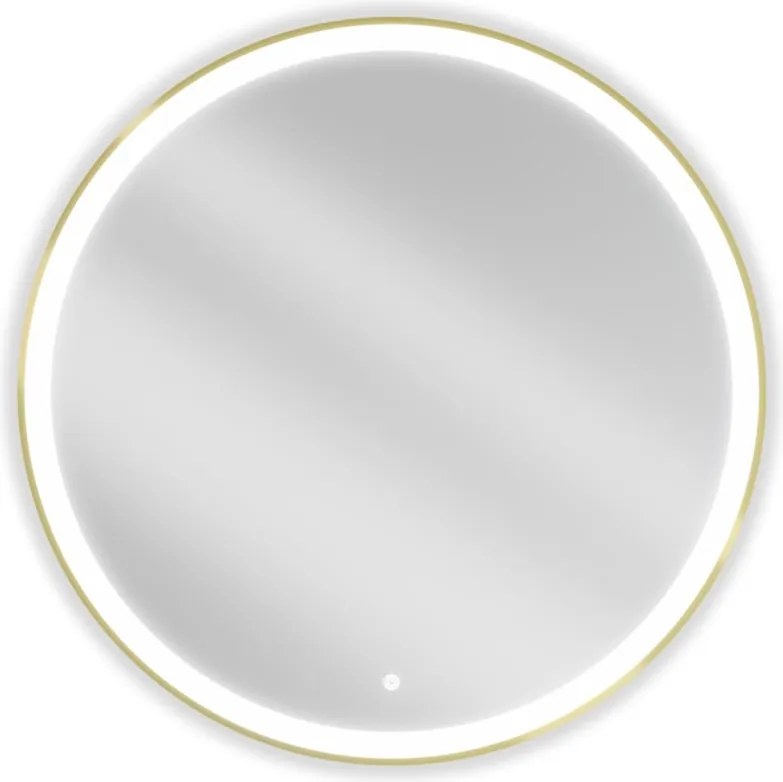 Mexen Esso lustro łazienkowe podświetlane, okragłe 90 cm, LED 6000K, antypara, rama złota szczotkowana - 9825-090-090-611-50