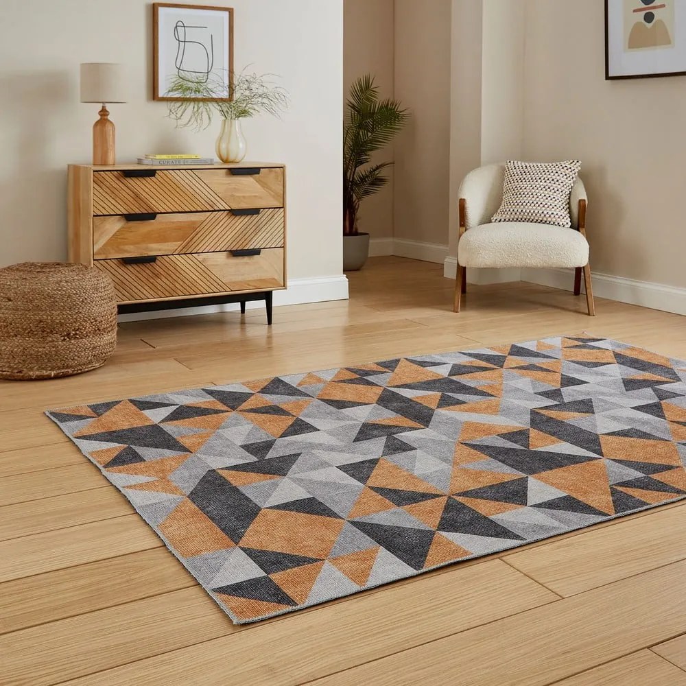 Szaro-żółty dywan odpowiedni do prania 61x120 cm Coral Yellow&amp;Grey – Think Rugs