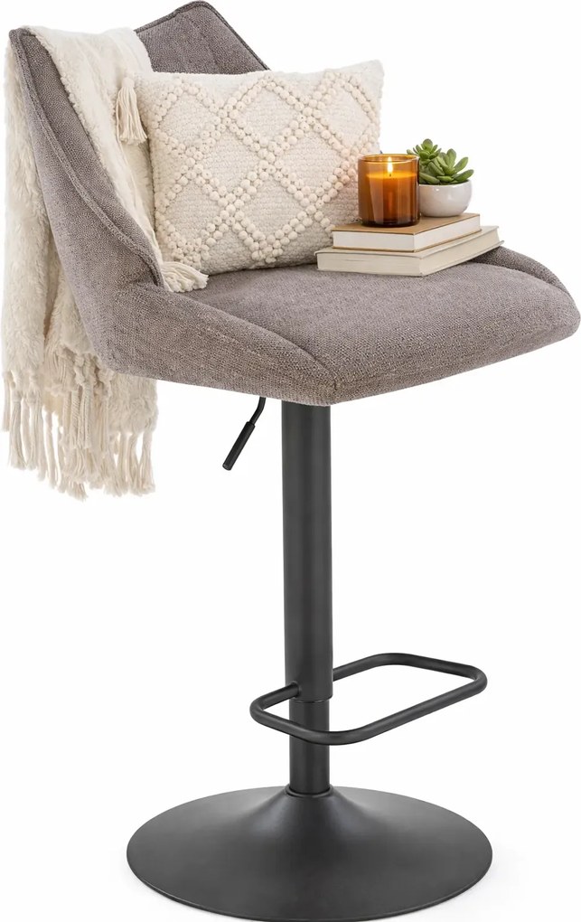 Popielate barowe krzesło z podnóżkiem C8-G06