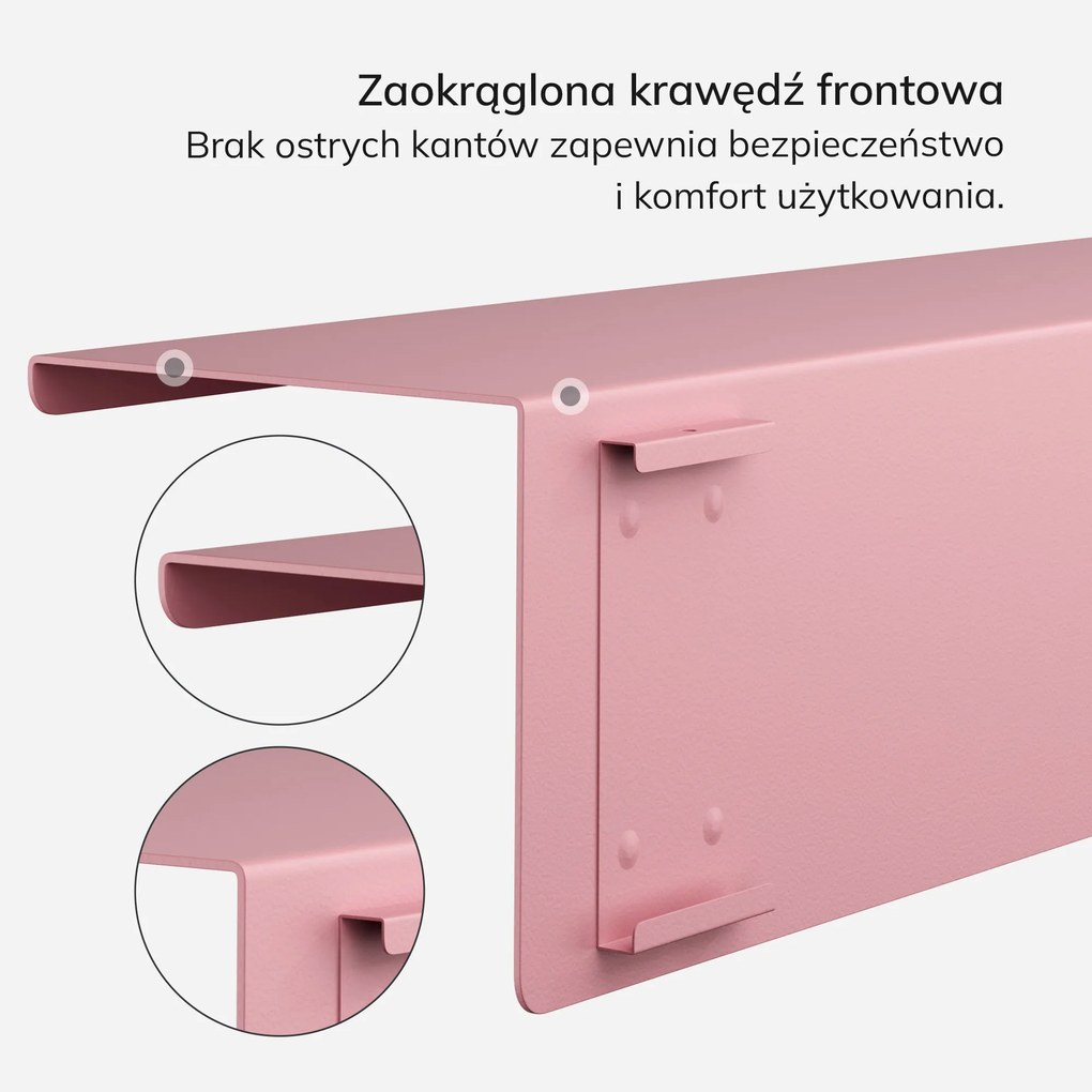 Półka wisząca metalowa pudrowy róż, 1200 mm: JOANNE Fresh Style