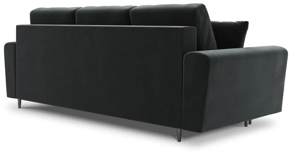 Ciemnoszara aksamitna rozkładana/ze schowkiem sofa 235 cm Kyoto – Cosmopolitan Design