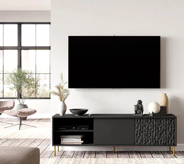 Czarna szafka pod telewizor 180 cm T7-G72