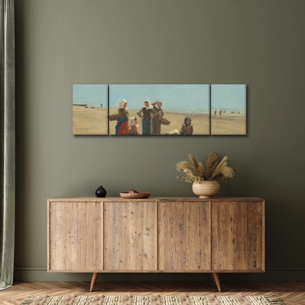 Obraz - Eugène Boudin, Women on the Beach at Berck, reprodukcje (170x50 cm)