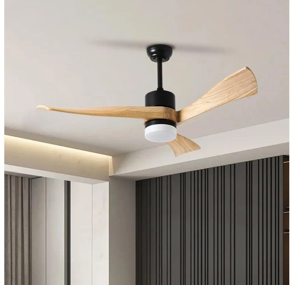 ZEVENTI - wentylator sufitowy LED NATURITO LED/18W/230V Wi-Fi Tuya czarny/dąb + pilot