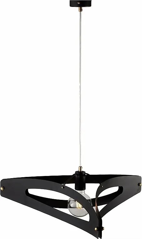 Lampa wisząca Onyx z laserowo ciętym dyfuzorem, czarne lakierowane żelazo, wykończenie z polerowanego mosiądzu, regulowany kabel, 1 światło