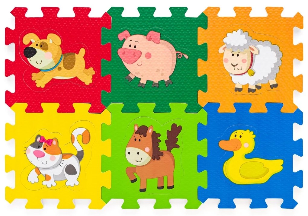 Plastica Piankowe puzzle ze zwierzętami, 6 szt.