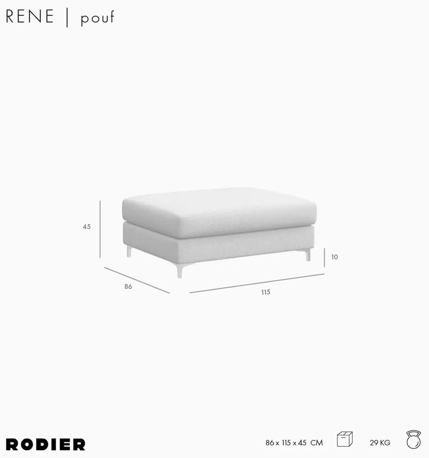 Brązowy aksamitny podnóżek Rene – Rodier
