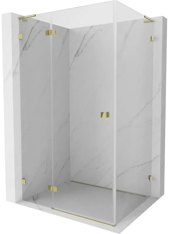 Mexen Lunar L kabina prysznicowa uchylna lewa 75 x 80 cm, transparent, złota - 834L-075-080-50-00-L