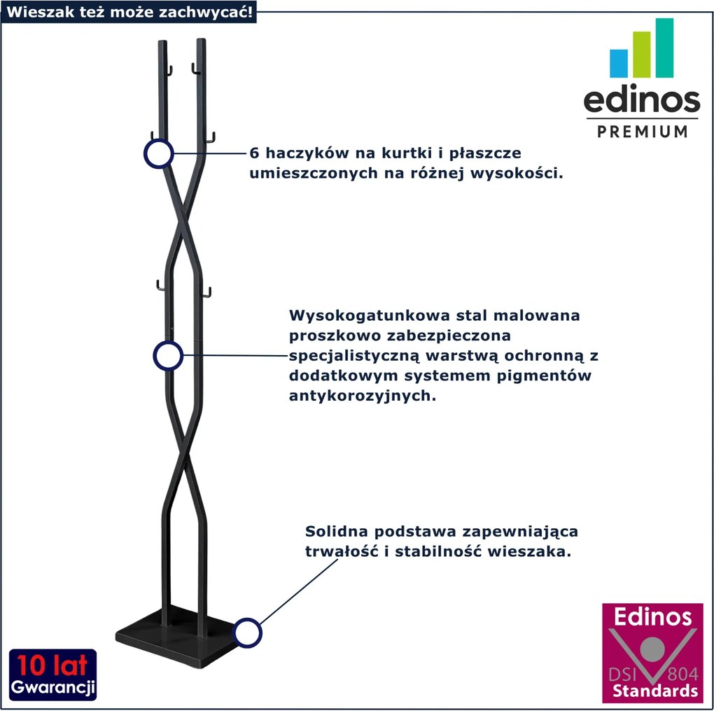 Czarny nowoczesny wieszak stojący do przedpokoju T9-M52