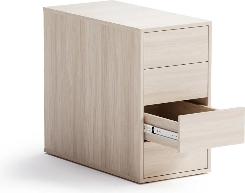 Kontener biurowy BLOCK, 400 x 800 x 710 mm, 4 szuflady, dąb naturalny