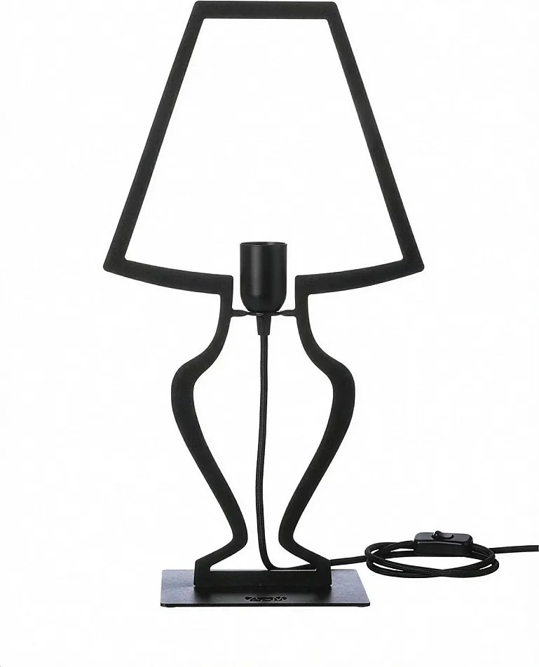Duża lampa stołowa Silhouette 30x54 cm ze stylizowanego żelaza Nowoczesny, oniryczny design Gniazdo E27 Wyprodukowano we Włoszech Czarny