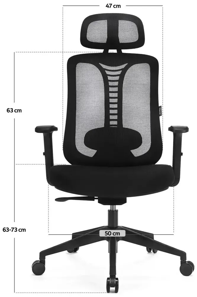 Czarny biurowy fotel ergonomiczny zgodny z rozporządzeniem MR i PS z 2023r - Biosio