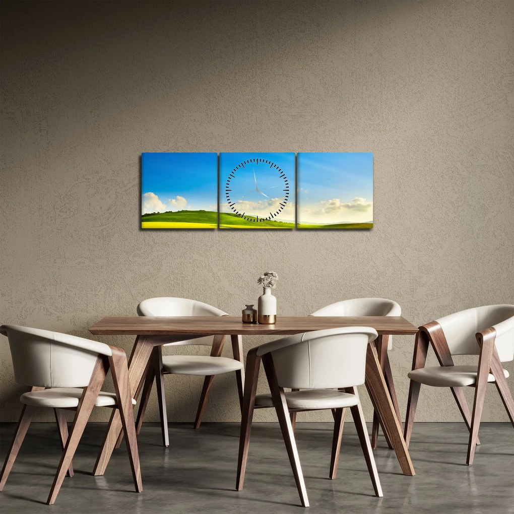 Obraz - Wiosenne niebo (z zegarem) (90x30 cm)