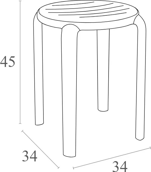 Plastikowy taboret do domu i kawiarni Tom Bar 45